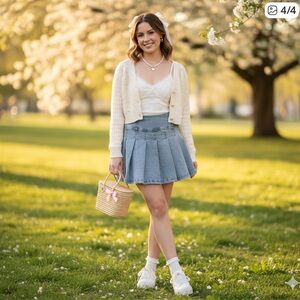 Emory Park Pleaded Denim Mini Skirt